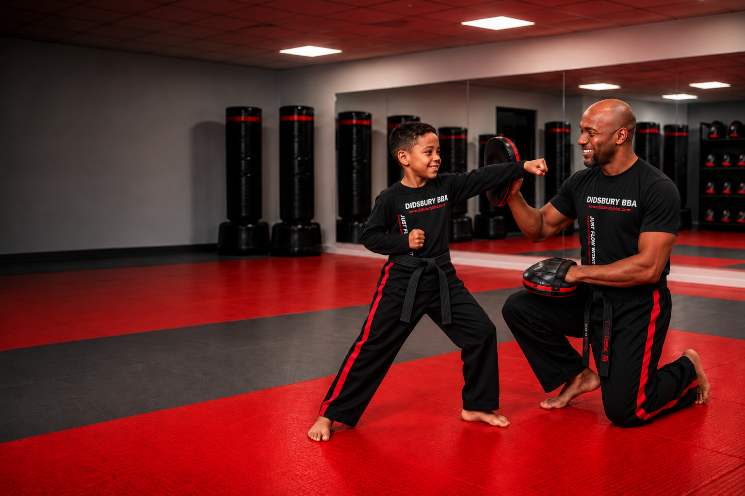 Kidszone training in DBBA uniforms at the academy